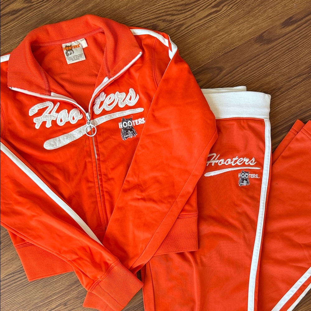 Vintage Hooters Bold Orange Tracksuit with White Details